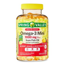 Spring Valley Proactive Support Omega-3 Mini from Fish Oil Dietary Supplement, 1000 mg, 120 Count